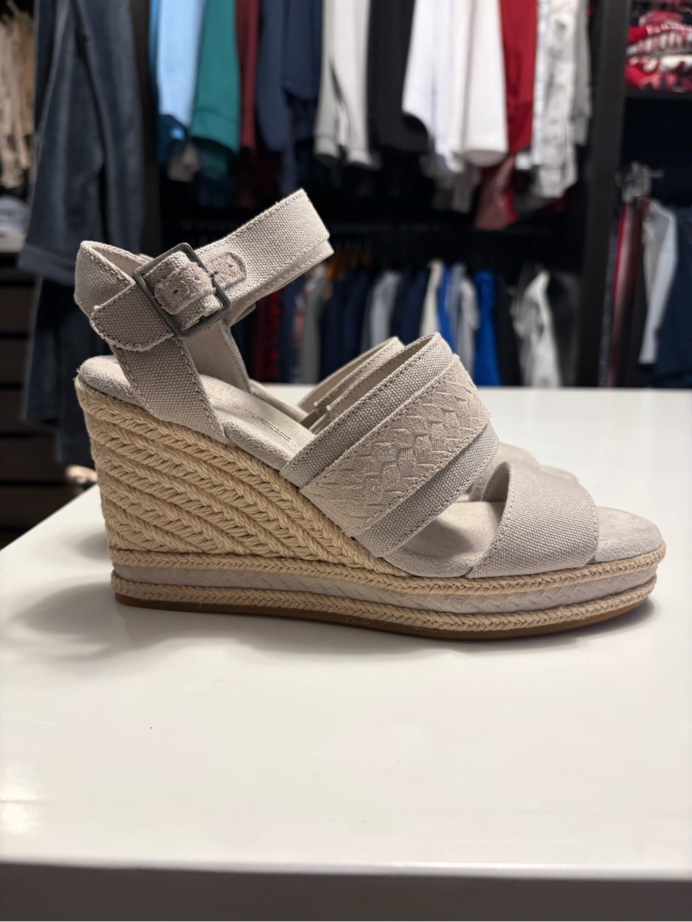 Women's Neutral Espadrille Wedge Sandals - Beige
